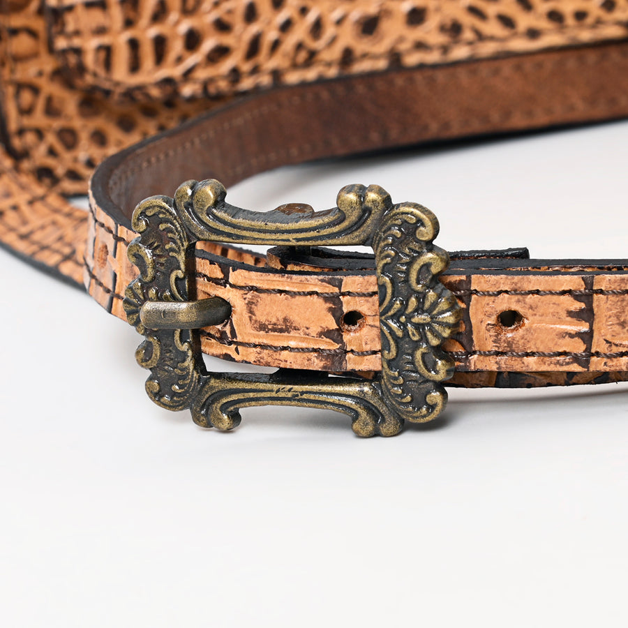American Darling Western Crossbody Bag Crocodile Embossed Genuine Leather Slim Shoulder Purse 6.5in (H) X 11in (W) X 2.5in (D)