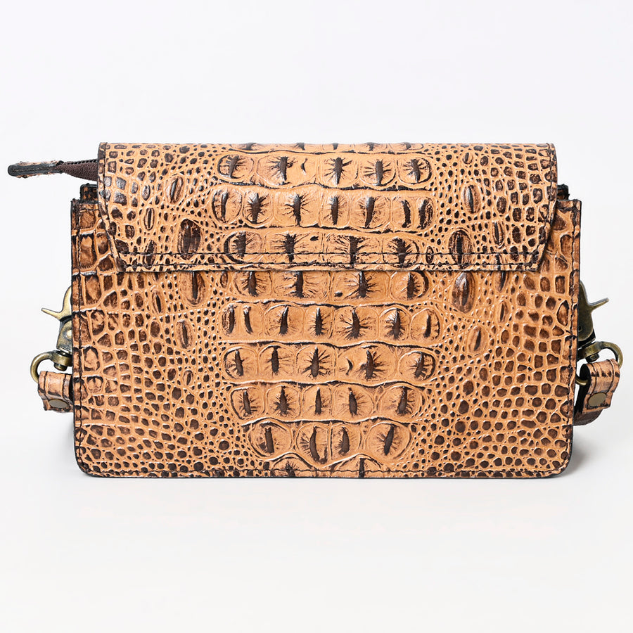 American Darling Western Crossbody Bag Crocodile Embossed Genuine Leather Slim Shoulder Purse 6.5in (H) X 11in (W) X 2.5in (D)