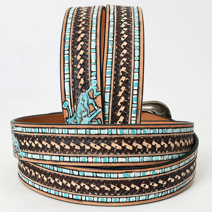 American Darling Beautifully Hand Tooled Brown Genuine Leather Belt Men and Women Western with Removable Buckle
