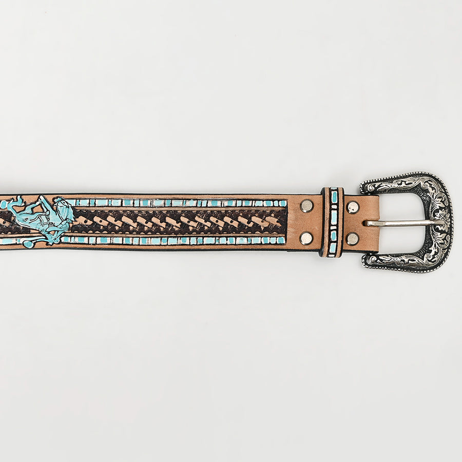 American Darling Beautifully Hand Tooled Brown Genuine Leather Belt Men and Women Western with Removable Buckle