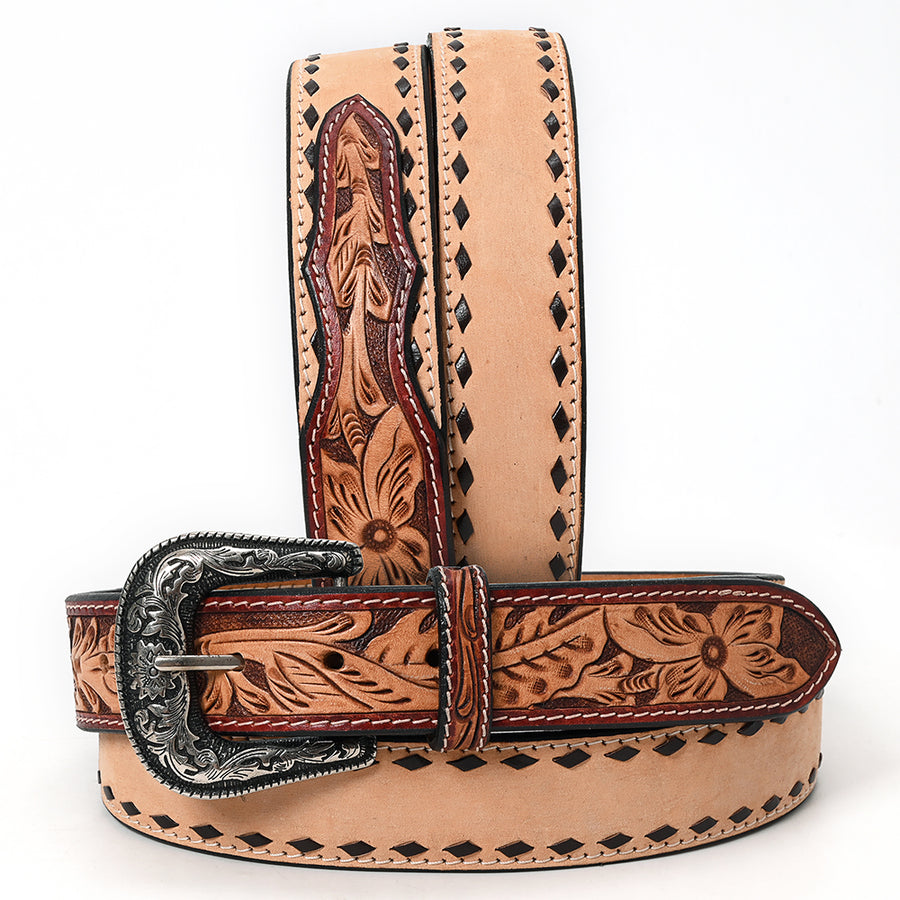Beautifully Hand Tooled Full Grain Genuine American Leather Belt Men and Women - Uhorse