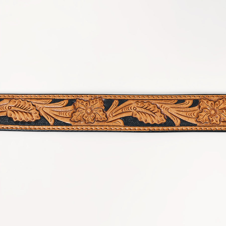 American Darling Beautifully Hand Tooled Brown Genuine Leather Belt Men and Women Western with Removable Buckle