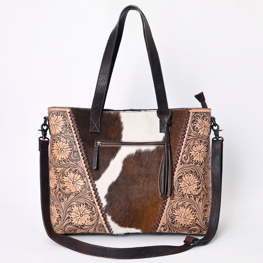 American Darling Tote Hand Tooled Hair on Genuine Leather Western Women Bag Handbag Purse | Travel Bags