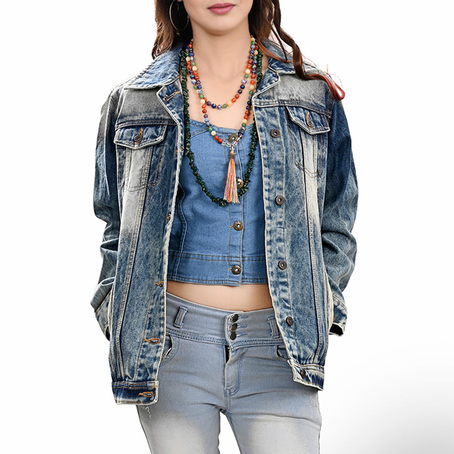 American Darling Genuine leather Hand tooled carved Women 100% cotton Denim jacket dress ladies girl | Shirt for