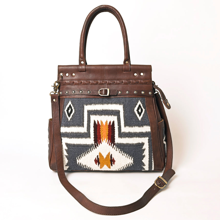 American Darling Hand Woven Saddle Blanket Genuine Leather Tote Bag Vegetable-Tanned Eco-Friendly Western Everyday
