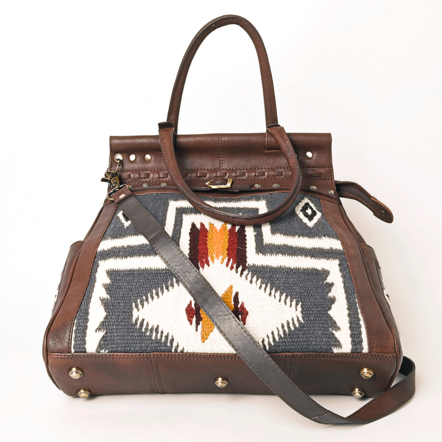 American Darling Hand Woven Saddle Blanket Genuine Leather Tote Bag Vegetable-Tanned Eco-Friendly Western Everyday