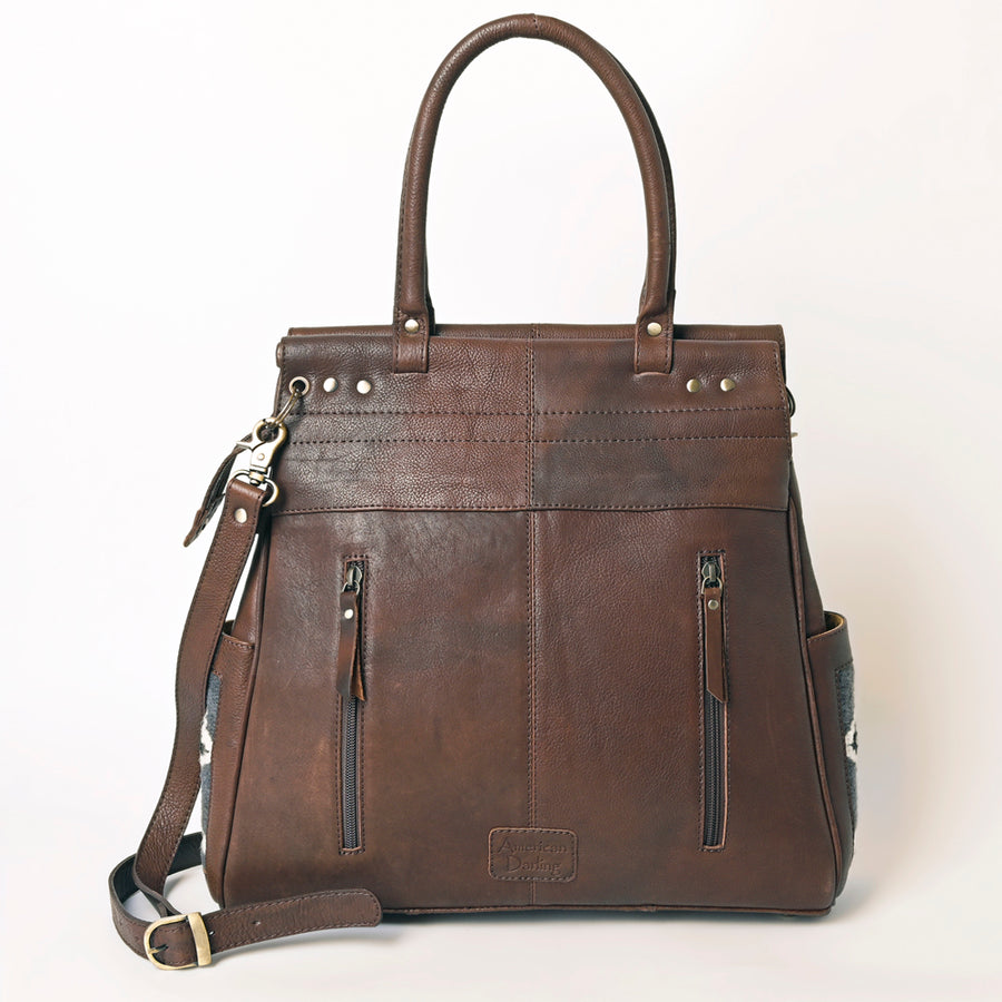 American Darling Hand Woven Saddle Blanket Genuine Leather Tote Bag Vegetable-Tanned Eco-Friendly Western Everyday