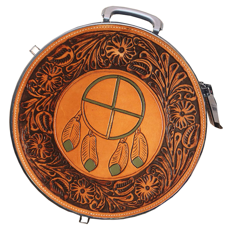 Hilason Small 2 Rope Capacity Rope can w/ Hand Made Leather Trim Black