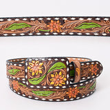 American Darling Beautifully Hand Tooled Brown Genuine American Leather Belt Men and Women Western Belt with Removable Buckle