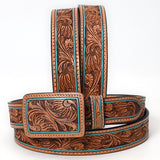 Beautifully Hand Tooled Genuine American Leather Belt Men and Women – by Hilason – Cowboy and equestrian accessories