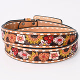 American Darling ADBLF183-L Beautifully Hand Tooled Genuine American Leather Belt Men and  Women