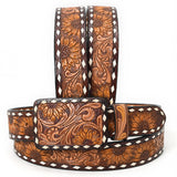 American Darling ADBLF185-L Beautifully Hand Tooled Genuine American Leather Belt Men and  Women