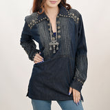 American Darling ADDR001 100% Cotton Denim Women Shirt Jacket Dress Ladies Girl Top