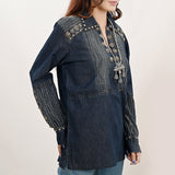 American Darling ADDR001 100% Cotton Denim Women Shirt Jacket Dress Ladies Girl Top