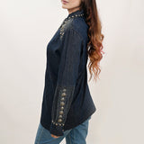 American Darling ADDR001 100% Cotton Denim Women Shirt Jacket Dress Ladies Girl Top
