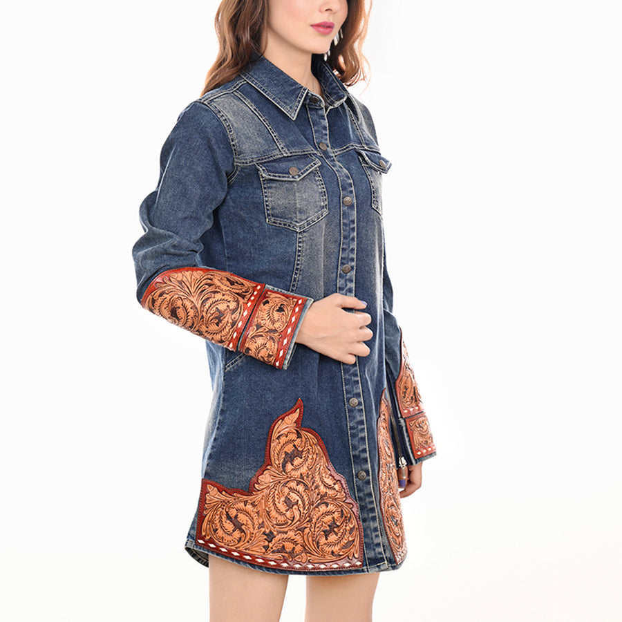 American Darling 100% Cotton Denim Women's Shirt Jacket Dress Ladies Girl Top
