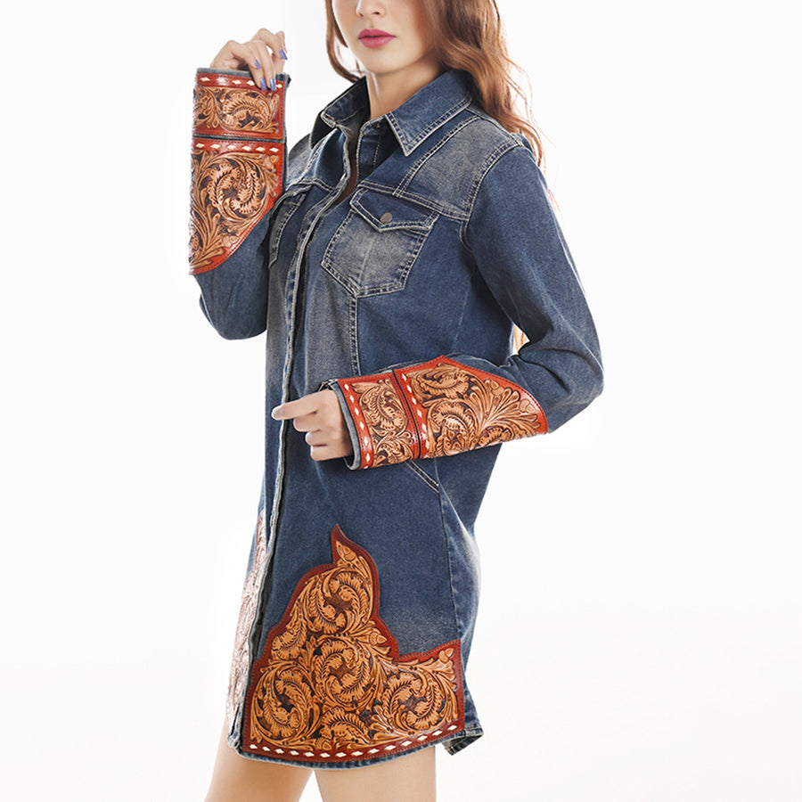 American Darling 100% Cotton Denim Women's Shirt Jacket Dress Ladies Girl Top