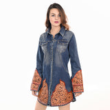 American Darling ADDR002-L 100% Cotton Denim Women Shirt Jacket Dress Ladies Girl Top