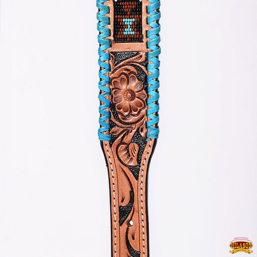 HILASON Western Style Beaded American Leather Pet Dog Collar