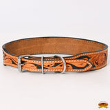 HILASON Western Genuine Leather Heavy Duty Dog Collar Geometry Design Studded Beads Large