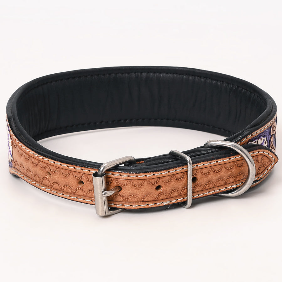 HIlason Genuine Leather Dog Collar Hand Tooled