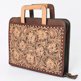 Tooled leather briefcase with tan handles - Uhorse