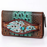 Leather clutch wallet with tooled eye design - Uhorse