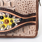 American Darling Clutch Hand Tooled Crocodile Embossed Genuine Leather