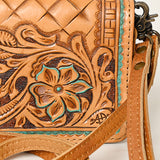 American Darling ADBG485AX Organiser Hand Tooled Genuine Leather Women Bag Western Handbag Purse