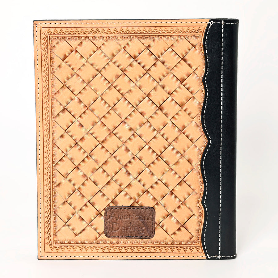 American Darling Western Portfolio Bag Hand Tooled Floral Carved Genuine Leather Document Holder 12in (H) X 9.5in (W)