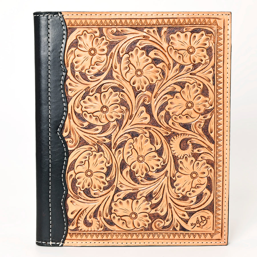 American Darling Western Portfolio Bag Hand Tooled Floral Carved Genuine Leather Document Holder 12in (H) X 9.5in (W)