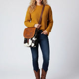 American Darling Backpack Hand Tooled Hair On Genuine Leather Women bag | Laptop School Travel