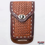 Hilason Basketweave Floral Cell Phone Case Tan American Leather
