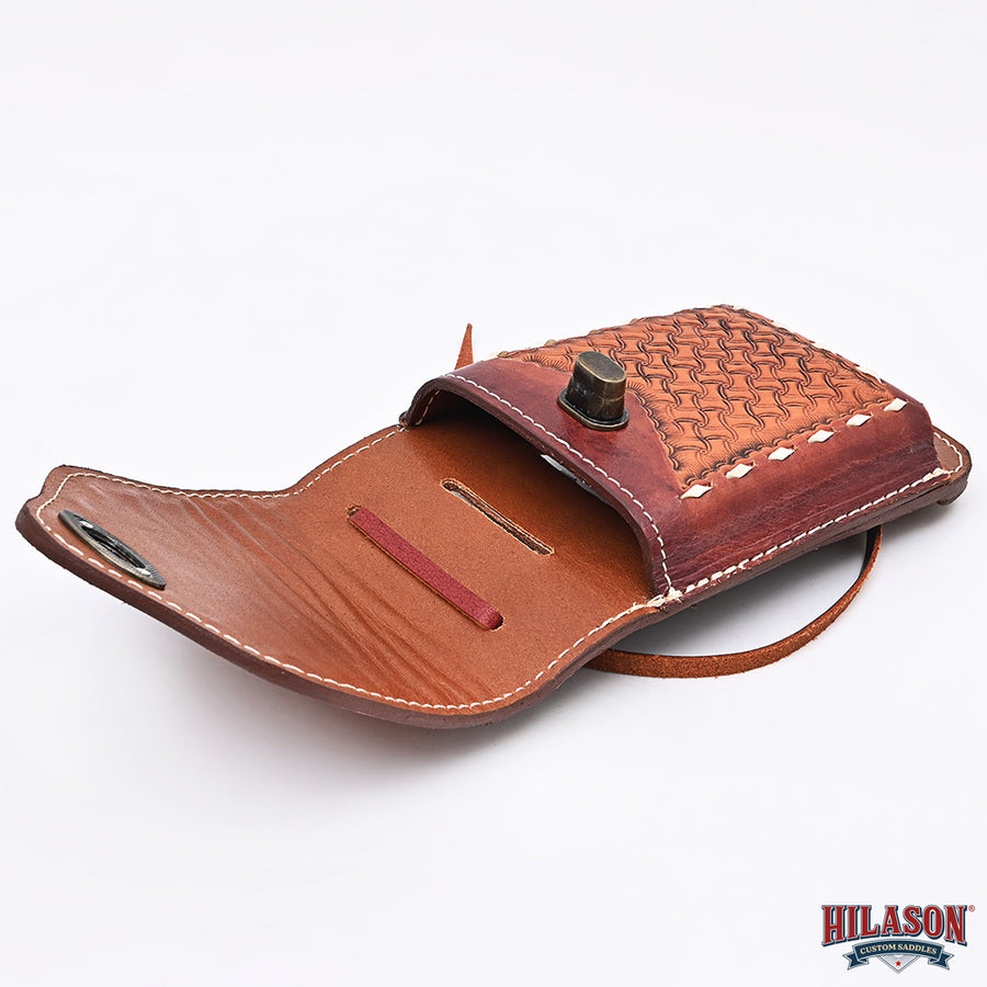 Hilason Basketweave Floral Cell Phone Case Tan American Leather