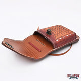 Hilason Basketweave Floral Cell Phone Case Tan American Leather