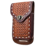 Hilason Basketweave Floral Cell Phone Case Tan American Leather – by Hilason – Cowboy and equestrian accessories