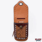 Hilason Basketweave Floral Cell Phone Case Tan American Leather