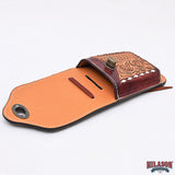 Hilason Basketweave Floral Cell Phone Case Tan American Leather