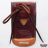 Hilason Basketweave Floral Cell Phone Case Tan American Leather