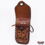 Hilason Basketweave Floral Cell Phone Case Tan American Leather