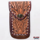 Hilason Basketweave Floral Cell Phone Case Tan American Leather