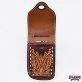 Hilason Basketweave Floral Cell Phone Case Tan American Leather