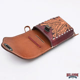 Hilason Basketweave Floral Cell Phone Case Tan American Leather