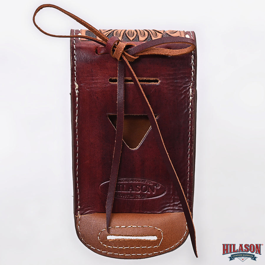Hilason Basketweave Floral Cell Phone Case Tan American Leather