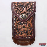 Hilason Basketweave Floral Cell Phone Case Tan American Leather