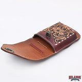 Hilason Basketweave Floral Cell Phone Case Tan American Leather