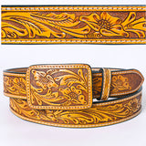 Beautifully Hand Tooled Hand Painted Genuine American Leather Belt Men and Women - Uhorse