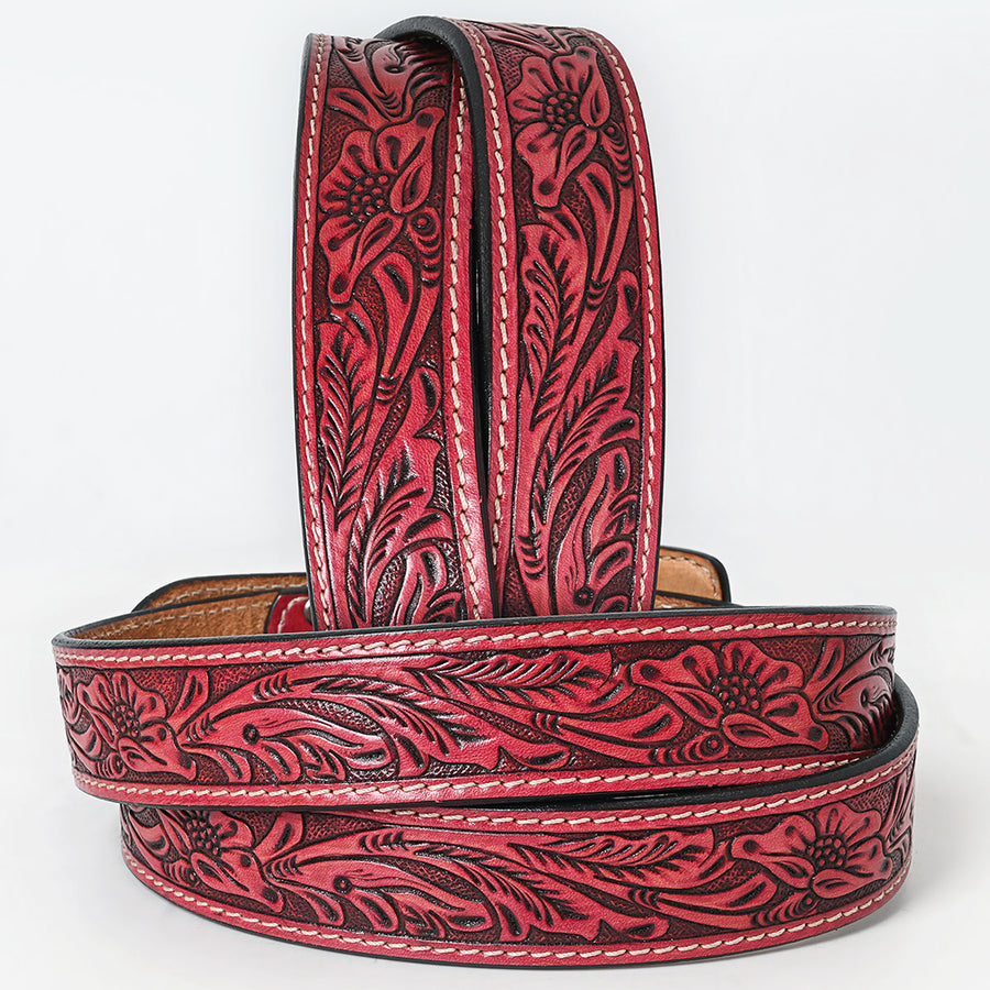 American Darling Beautifully Hand Tooled Brown Genuine Leather Belt Men and Women Western with Removable Buckle