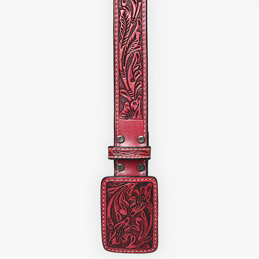 American Darling Beautifully Hand Tooled Brown Genuine Leather Belt Men and Women Western with Removable Buckle