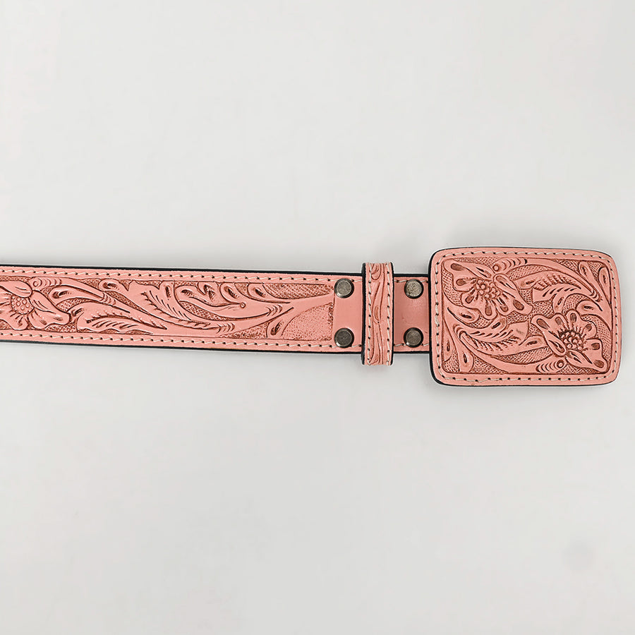 American Darling Beautifully Hand Tooled Brown Genuine Leather Belt Men and Women Western with Removable Buckle